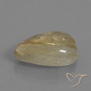 Quartzo Rutilo Castanho Dourado Muito Claro Natural 12.39ct, Formato de pêra, Transparente