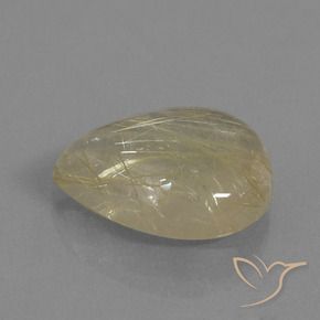 Quartzo Rutilo Castanho Dourado Muito Claro Natural 11.83ct, Formato de pêra, Transparente