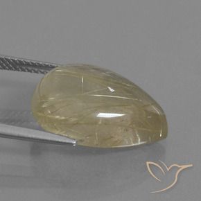 Quartzo Rutilo Castanho Dourado Muito Claro Natural 11.83ct, Formato de pêra, Transparente