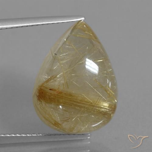 16.60ct Natural Castanho Dourado Muito Claro Quartzo Rutilo, Formato de pêra, Transparente