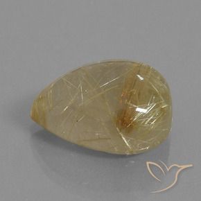 Quartzo Rutilo Castanho Dourado Muito Claro Natural 16.60ct, Formato de pêra, Transparente