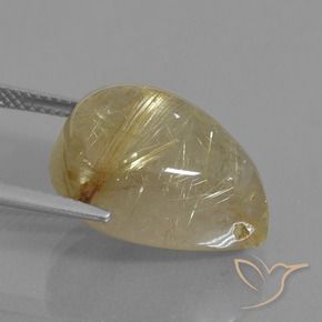 Quartzo Rutilo Castanho Dourado Muito Claro Natural 16.60ct, Formato de pêra, Transparente