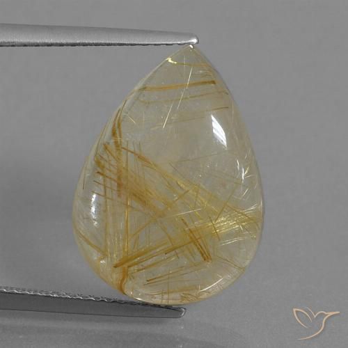 10.98ct Natural Castanho Dourado Muito Claro Quartzo Rutilo, Formato de pêra, Transparente