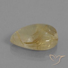 Quartzo Rutilo Castanho Dourado Muito Claro Natural 10.98ct, Formato de pêra, Transparente
