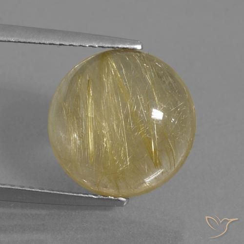 7.13ct Natural Castanho Dourado Muito Claro Quartzo Rutilo, Redondo, Transparente