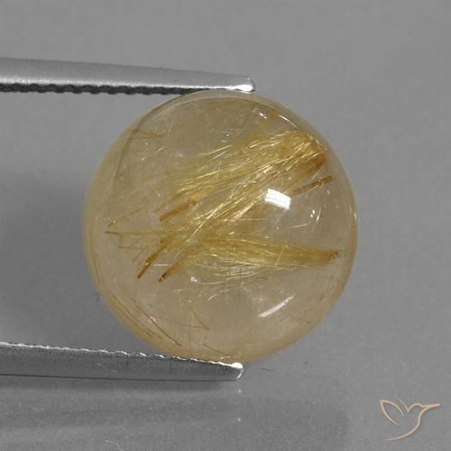 9.61ct Natural ouro médio Quartzo Rutilo, Redondo, Transparente