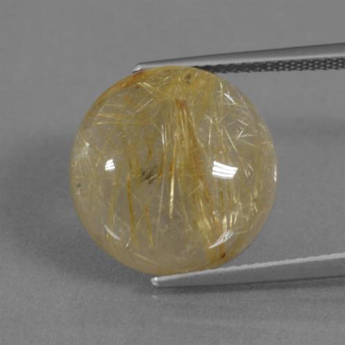 Quartzo rutilado dourado natural 13,56ct, corte redondo, translúcido