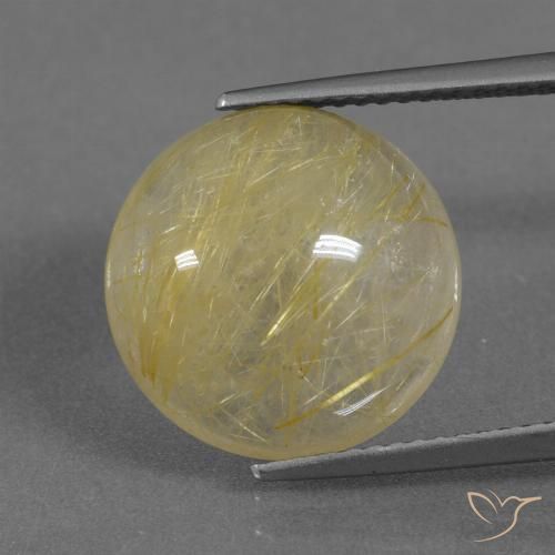 9.58ct Natural Amarelo Toscana Quartzo Rutilo, Redondo, Transparente