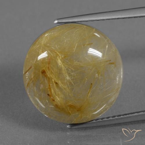 12.46ct Natural ouro médio Quartzo Rutilo, Redondo, Translúcido
