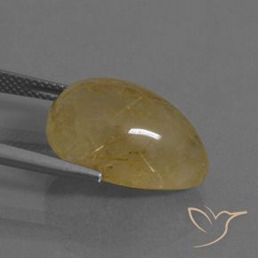 Quartzo Rutilo Castanho Dourado Muito Claro Natural 13.43ct, Formato de pêra, Transparente