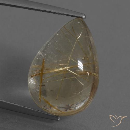11.92ct Natural Marrom claro Quartzo Rutilo, Formato de pêra, Transparente