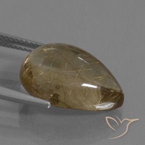 Quartzo Rutilo Marrom claro Natural 9.98ct, Formato de pêra, Transparente