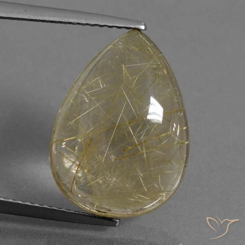 10.12ct Natural Amarelo claro Quartzo Rutilo, Formato de pêra, Transparente