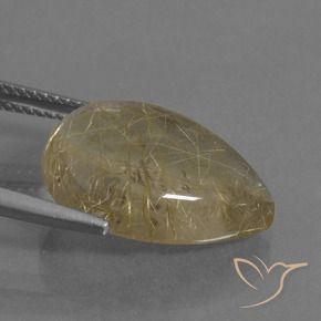 Quartzo Rutilo Amarelo claro Natural 10.12ct, Formato de pêra, Transparente