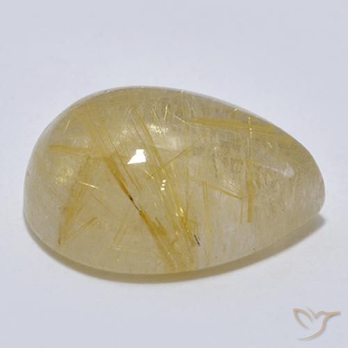 Quartzo Rutilo amarelo médio Natural 7.56ct, Formato de pêra, Transparente