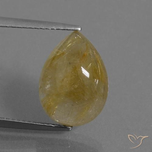 7.53ct Natural amarelo quente Quartzo Rutilo, Formato de pêra, Translúcido