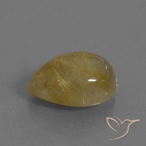 Quartzo Rutilo amarelo quente Natural 7.53ct, Formato de pêra, Translúcido
