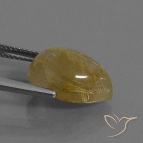 Quartzo Rutilo amarelo quente Natural 7.53ct, Formato de pêra, Translúcido
