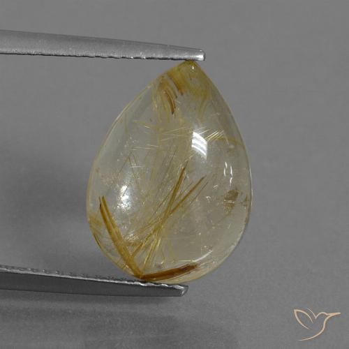 5.72ct Natural Amarelo Terroso Quartzo Rutilo, Formato de pêra, Transparente