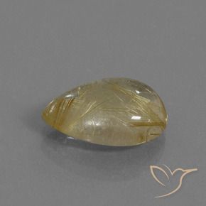Quartzo Rutilo Amarelo Terroso Natural 5.72ct, Formato de pêra, Transparente