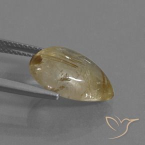 Quartzo Rutilo Amarelo Terroso Natural 5.72ct, Formato de pêra, Transparente