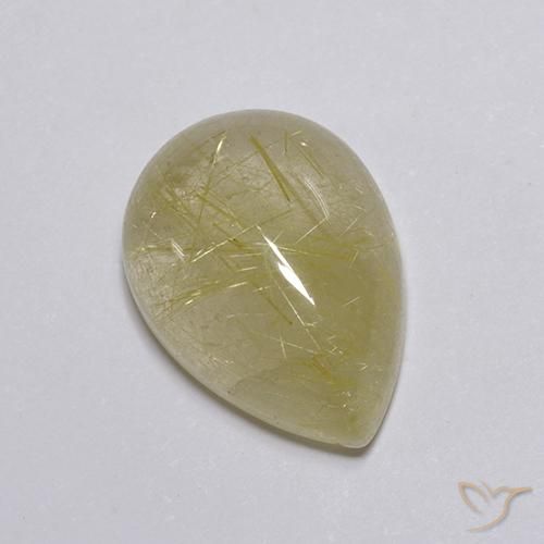 Quartzo Rutilo Luz amarela Natural 8.03ct, Formato de pêra, Transparente