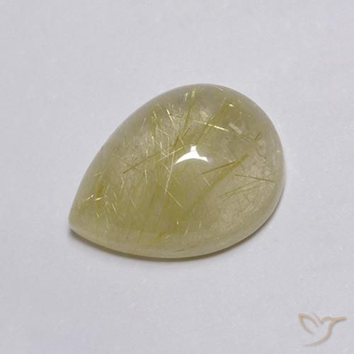 Quartzo Rutilo Luz amarela Natural 8.03ct, Formato de pêra, Transparente