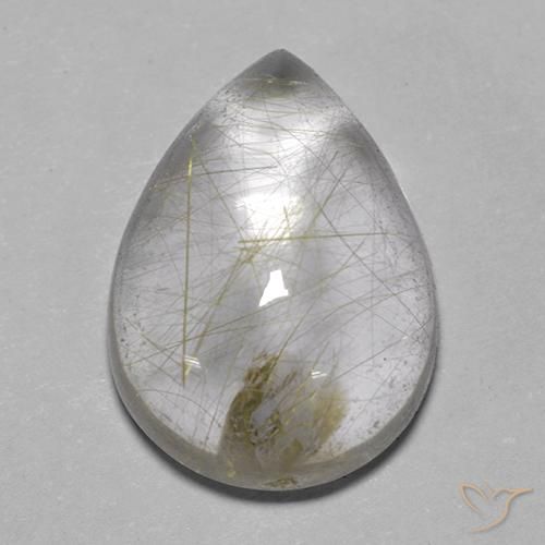7.43ct Natural Luz amarela Quartzo Rutilo, Formato de pêra, Transparente