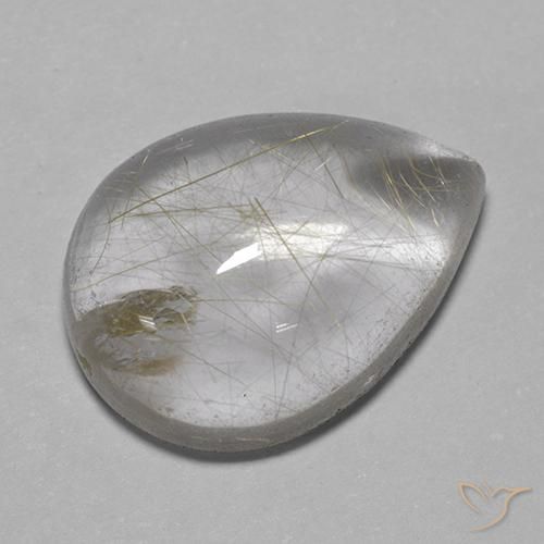 Quartzo Rutilo Luz amarela Natural 7.43ct, Formato de pêra, Transparente