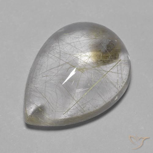 Quartzo Rutilo Luz amarela Natural 7.43ct, Formato de pêra, Transparente