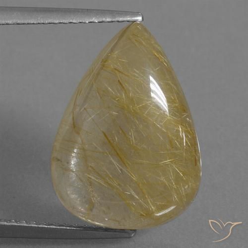 10.92ct Natural Castanho Dourado Muito Claro Quartzo Rutilo, Formato de pêra, Transparente