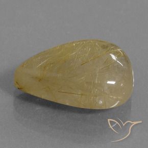 Quartzo Rutilo Castanho Dourado Muito Claro Natural 10.92ct, Formato de pêra, Transparente