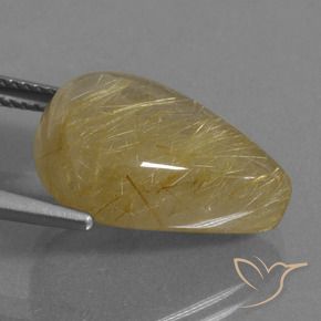 Quartzo Rutilo Castanho Dourado Muito Claro Natural 10.92ct, Formato de pêra, Transparente