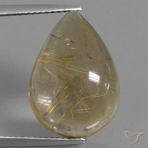 12.87ct Natural Castanho Dourado Muito Claro Quartzo Rutilo, Formato de pêra, Transparente