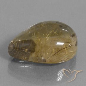 Quartzo Rutilo Castanho Dourado Muito Claro Natural 12.87ct, Formato de pêra, Transparente
