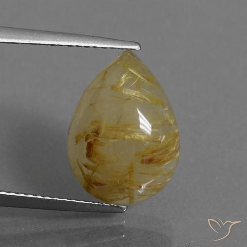 6.94ct Natural Amarelo Dijon Quartzo Rutilo, Formato de pêra, Translúcido