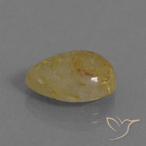 Quartzo Rutilo Amarelo Dijon Natural 6.94ct, Formato de pêra, Translúcido