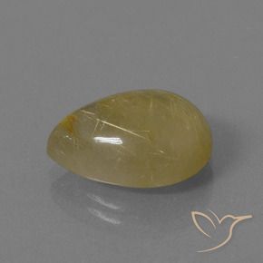 Quartzo Rutilo amarelo quente Natural 7.25ct, Formato de pêra, Translúcido