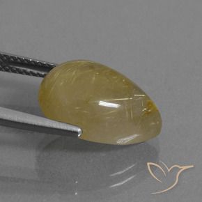 Quartzo Rutilo amarelo quente Natural 7.25ct, Formato de pêra, Translúcido