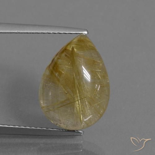 7.54ct Natural Castanho Dourado Muito Claro Quartzo Rutilo, Formato de pêra, Transparente