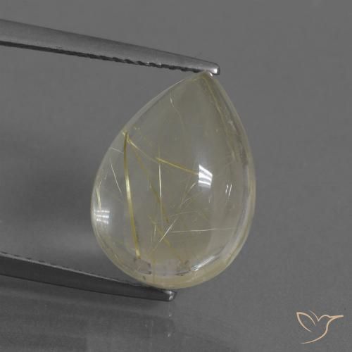 7.67ct Natural Luz amarela Quartzo Rutilo, Formato de pêra, Transparente