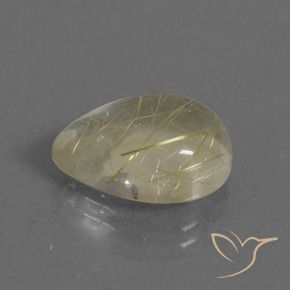 Quartzo Rutilo Luz amarela Natural 7.67ct, Formato de pêra, Transparente