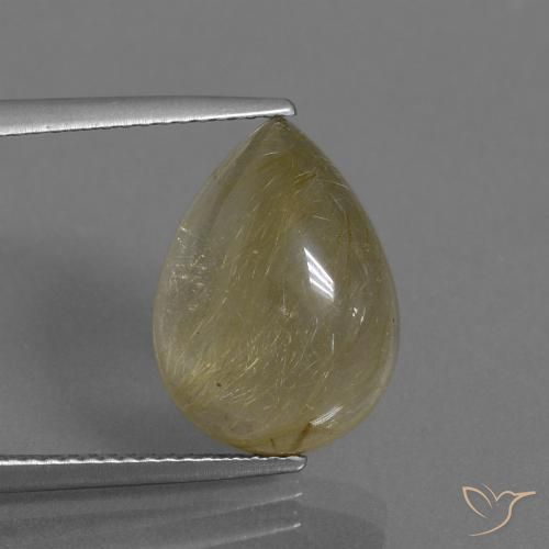 7.41ct Natural Castanho Dourado Muito Claro Quartzo Rutilo, Formato de pêra, Transparente