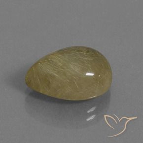 Quartzo Rutilo Castanho Dourado Muito Claro Natural 7.41ct, Formato de pêra, Transparente