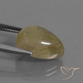 Quartzo Rutilo Castanho Dourado Muito Claro Natural 7.41ct, Formato de pêra, Transparente