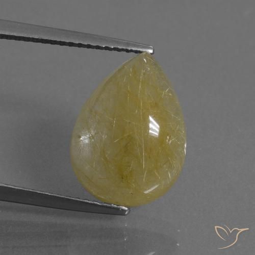 6.72ct Natural ouro médio Quartzo Rutilo, Formato de pêra, Translúcido