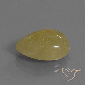 Quartzo Rutilo ouro médio Natural 6.72ct, Formato de pêra, Translúcido