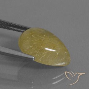 Quartzo Rutilo ouro médio Natural 6.72ct, Formato de pêra, Translúcido