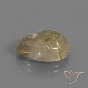Quartzo Rutilo Castanho Dourado Muito Claro Natural 6.86ct, Formato de pêra, Transparente