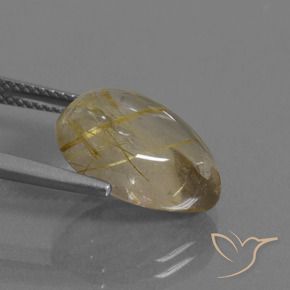 Quartzo Rutilo Castanho Dourado Muito Claro Natural 6.86ct, Formato de pêra, Transparente